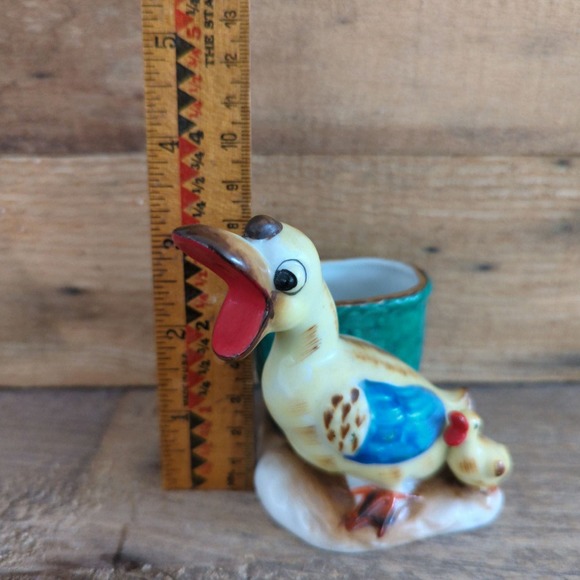 Vintage 1950s Quacking Mommy Duck and Baby Ceramic Mini Planter Made in Japan - Picture 10 of 11